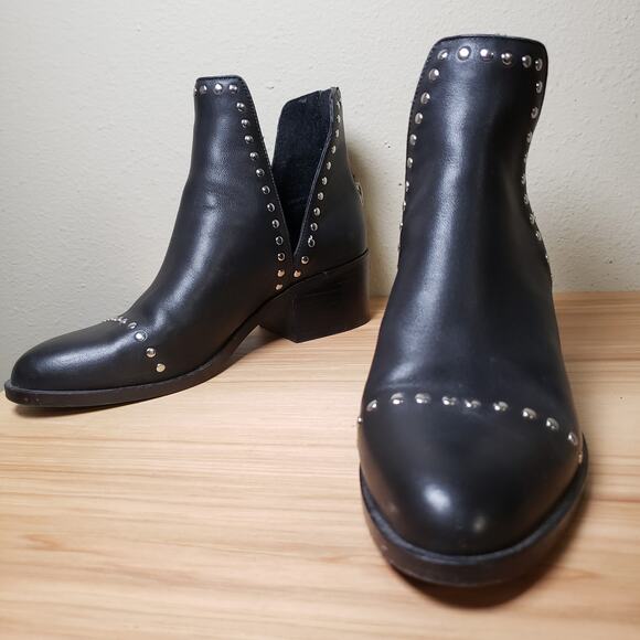 Steve Madden Women's 7 Conspire Studded Leather Ankle Booties Black Western Boho - Picture 5 of 8